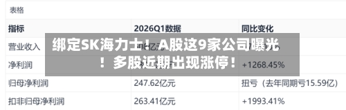 绑定SK海力士！A股这9家公司曝光！多股近期出现涨停！