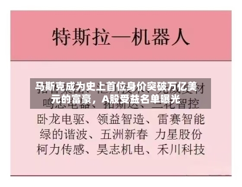 马斯克成为史上首位身价突破万亿美元的富豪，A股受益名单曝光-第2张图片