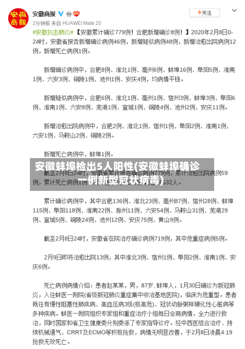 安徽蚌埠检出5人阳性(安徽蚌埠确诊一例新型冠状病毒)-第2张图片