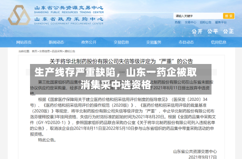生产线存严重缺陷	，山东一药企被取消集采中选资格-第2张图片