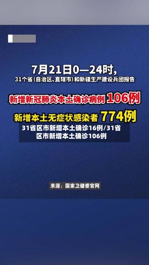 31省区市新增本土确诊16例/31省区市新增本土确诊106例-第2张图片
